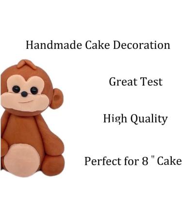 Personalised Monkey Cake Topper - Edible Fondant Safari Jungle Cupcake Decorations with an Edible Glue - Kids Birthday Supplies - Buy Online on SooperMarket.com