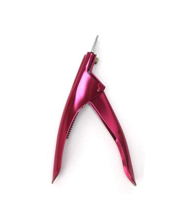 AnHua 1Pcs False Nail Clipper Acrylic Nail Tips Cutter Rustproof Stainless Nails Clipper Kit Nail Catcher Trimmer Manicure Tool for Artificial Gel Nail (Rose Red)