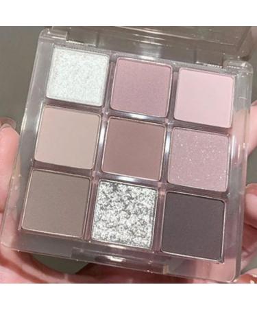 Lovelycat 9 Colors Glitter Eyeshadow Makeup Palette Matte High Pigmented Colorful Creamy Texture Eye Shadow Powder Natural Waterproof Long Lasting Eyeshadow Powder Cosmetics (F)