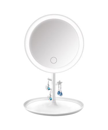 OUOYYO Travel Mirror Touch Screen Lighted Makeup Mirror with 25 LEDs Dimmable Brightness 3 Modes Portable Ultra Thin Compact Vanity Mirror for Girl Women (White)