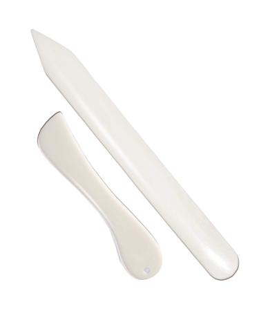 8 inch Real Bone Folder and Curved Genuine Bone Folder Paper Creaser Set, VENCINK Large Origami Paper Folding Scoring Burnishing Craft Tool for Leather Cards DIY Handmade Burnishing Bookbinding 8 inch bone folder set