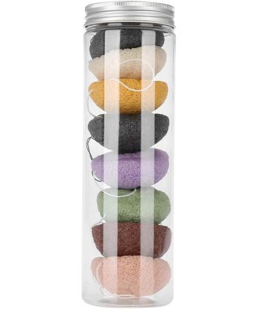 Konjac Wash Face Flutter Set - 8pcs Round Type Body Sponges for Deep Pore Cleansing and Exfoliation - Buy Online on SooperMarket.com