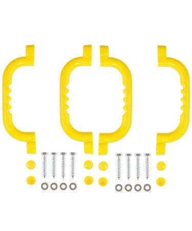 Ymeibe Playground Safety Handles Set, Set of 4 Swing Set Kids Safety Hand Grips for Playset, Grab Handle Bars for Kids Outdoor Games, Jungle Gym, Climbing Frame, Play House Handles (Yellow)