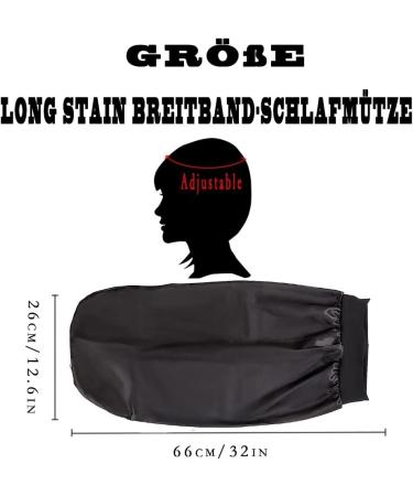 Shop Ladaypoa Long Satin Sleeping Cap - 2 Piece Large Sleeping Hats for Women | Extra Large Soft & Convenient Black + Dark Blue - Buy Online on SooperMarket.com