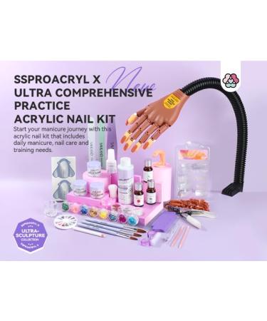 SAVILAND Acrylic Nail Kit for Practice Premium Acrylic Set with Nail Hand Training Mat Powder Liquid & Brush for Beginners Perfect for Home Extension & Carving - Buy Online on SooperMarket.com