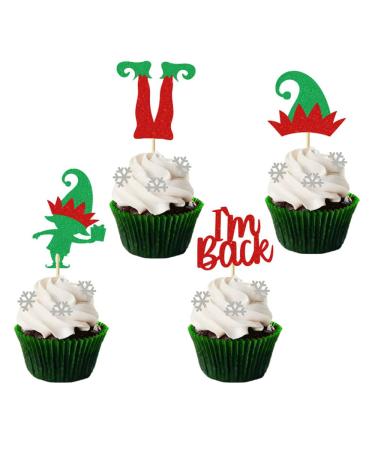 24pcs I'm Back Cupcake Toppers Christmas Fairy Cake Decorated Christmas Birthday Party Baby Theme Dessert Insert MGPFERD
