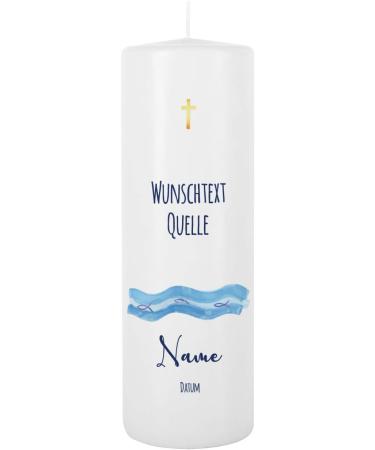 Striefchen Personalized Baptism Candle for Boys - Custom Name Date & Saying - 8x25 cm Sailing Ship Design | International Shipping - Buy Online on SooperMarket.com