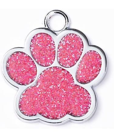 Personalised Cat Tags | Dog Tags for Pets Engraved UK | Pet ID Tags for Dogs & Cats | Glitter Paw Print Stainless Steel Cat Name Tag | Doggy Cat Kitten Kitty Puppy Tag | 4 Colours 25mm (Pink) - Buy Online on SooperMarket.com