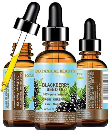 Botanical Beauty BLACKBERRY SEED OIL 100% Pure Natural Virgin Unrefined Cold Pressed Undiluted Carrier Oil. 0.5 Fl. oz -15 ml. for Face Skin Body Hair Lip Nails