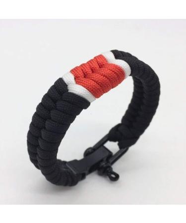 OSS/BJJ Combat Sports - Brazilian Jiu Jitsu Ranked Bracelet - BJJ Wristband - Jiu Jitsu Bracelet - Selection of Colours Black 24 Centimeters