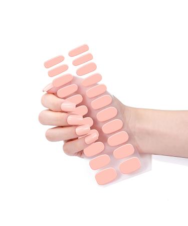 Buy Peachy Pink Gel Nail Strips | 22 Long-Lasting Self-Curing Nail Wraps | Easy Application with Prep Pads & Tools - Buy Online on SooperMarket.com