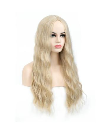 SHINYSHOW 26 Blond 613 Long Wavy Wig | Middle Part Synthetic Halloween Cosplay Wig for Women - Buy Online on SooperMarket.com