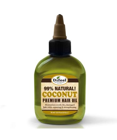 Difeel Premium 99% Natural Deep Conditioning Coconut Hair Oil 2.5 ounce (6-Pack)