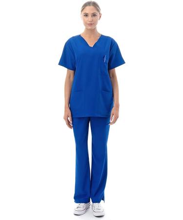 Banhada V-Neck Top 7-Pocket Scrub Set for Women - 4-Way Stretch, Lightweight, Comfortable - Royal Blue (5X-PLUS) - Buy Online on SooperMarket.com