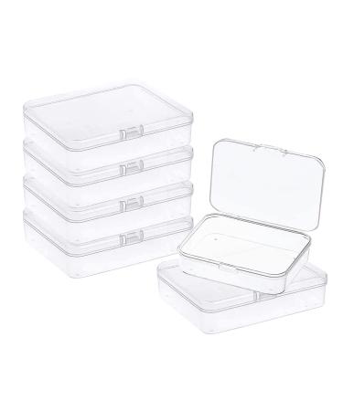 MFDSJ 6 Pcs Mini Plastic Storage Containers Box with Lid  4.5x3.4 Inches Clear Rectangle Box for Collecting Small Items  Beads  Game Pieces  Business Cards  Crafts Accessories