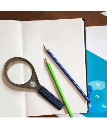 20 x & 10 x Handheld Magnifier Glass with Protective Sleeve Small Reading Magnifying Glass with Non Slip Handle Portable Hand Held for Seniors Students Exploring (65mm Blue & Brown) - Buy Online on SooperMarket.com