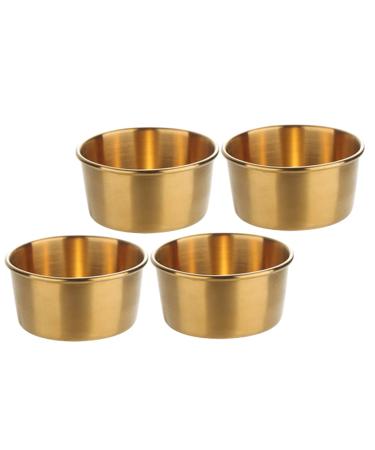 MAGICLULU 4pcs Sauce Plate Dip Cups Condiment Dish Metals Metal Sauce Bowl Shallow Bowl Soy Dipping Bowl Funny Hats Small Metal Bowl Metal Bowls Trellis Panel Sauce Cup Stainless Steel Sushi 5.80X4.50X3.30CM Gold