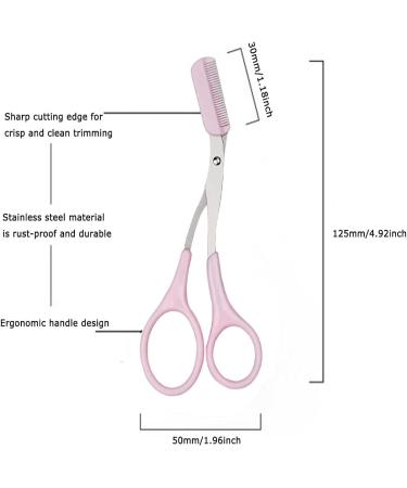 Professional Eyebrow Trimmer Scissors with Comb - Eyebrow & Eyelash Hair Remover Tool for Men and Women - Pink - Buy Online on SooperMarket.com
