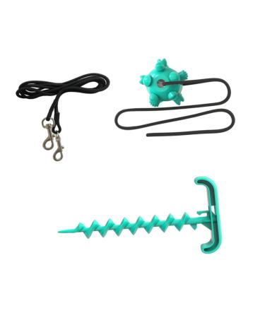 POPETPOP Set puppy tie out stakes abs dog fixed rod dog pile large dog cable sports tpr tether walk the dog puppy chew toys ground nail dog runner cable dog leash chew drawstring 25.9x12cm Blue