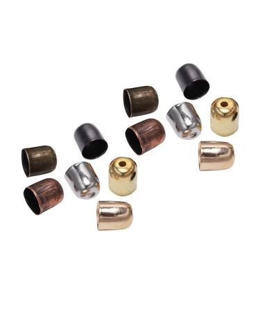 Heallily 300pcs Metal Cord End Cap for Jewelry Making Endcap Leather Ends Caps for DIY Art Crafts Tassel Necklace Making Mixed Color 5x6mm