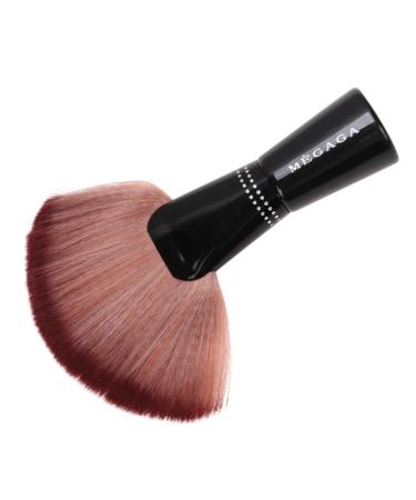 Beavorty Cleaning Barber Cream Mineral Cutting for Bronzer Brush Nylon Fan Face Shape Hair Makeup Neck Highlighter Tool Blending Acrylic Coffee Blush Foundation Handle Bristles Facial 20x4x16cm Coffee