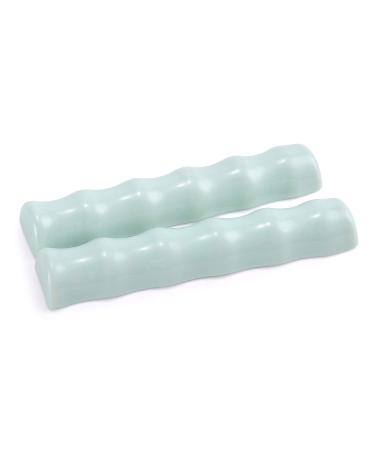 MEGREZ Calligraphy Brush Holder Weightpaper Imitation Jade 2 Pack Chinese Brush Rack Brush Rest and Holding Paper Flat Weightpaper with Bamboo Joint Design for Chinese Calligraphy Practice