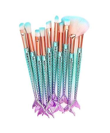 Funfunman 11PCS Makeup Brushes Set - Mermaid Colorful Cosmetic Brushes - Buy Online on SooperMarket.com