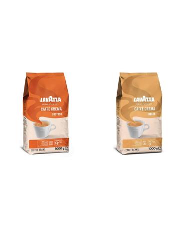 Lavazza Caff Crema Gustoso intensity 9/10 & Caff Crema Dolce Arabica and Robusta coffee beans with aromanes of dry fruits nutty taste intensity 5/10 medium roasting 1 kg crema gustoso bundle with caff crema dolce