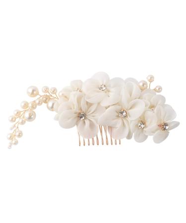 Handmade Bridal Hair Side Comb Hair Clip Headpiece with Tulle Wedding Accessories white