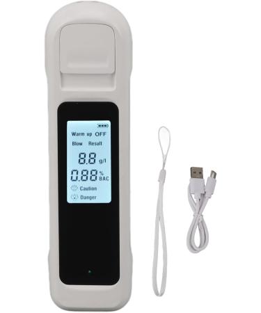 Breathalyzer Alcohol Tester High Accuracy LCD Display USB Charging Portable Automatic Shutdown Breath Alcohol Tester for Home Personal (White) - Buy Online on SooperMarket.com