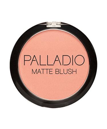 Palladio Matte Blush, Brushes onto Cheeks Smoothly, Soft Matte Look and Even Finish, Flawless Velvety Coverage, Effortless Blending Makeup, Flatters the Face, Convenient Compact, Peach Ice