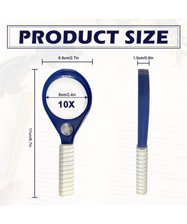 20 x & 10 x Handheld Magnifier Glass with Protective Sleeve Small Reading Magnifying Glass with Non Slip Handle Portable Hand Held for Seniors Students Exploring (65mm Blue & Brown) - Buy Online on SooperMarket.com