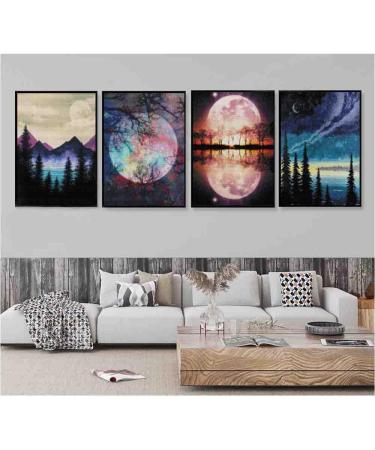 KYOQFVN Cross Stitch Kits - Moon & Mountain 4 Pack for Beginners - Embroidery Arts and Crafts - Buy Online on SooperMarket.com