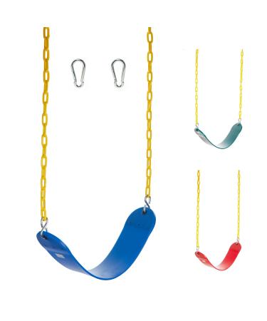 Squirrel Products Heavy Duty Strap Swing Seat - Playground Swing Seat Replacement and Carabiners for Easy Install - Blue Blue, 1 Pack Heavy Duty