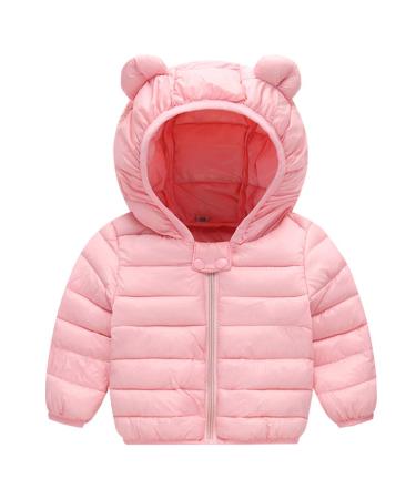 Baby Puffer Jacket Winter Hooded Coat Padded Jacket Lightweight Outerwear Boys Girls Outfits Pink 12-24 Months Pink 1-2 Years