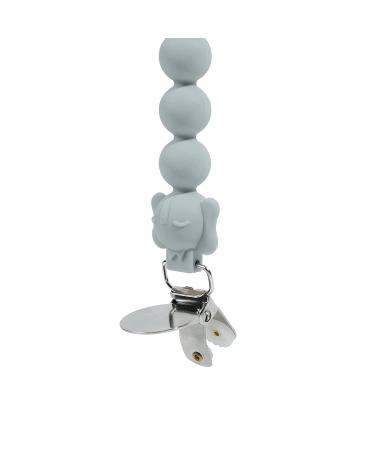 Silicone Pacifier Clip with Koala Bead - Grey | One Piece Soother Binky Teething Ring Holder - Buy Online on SooperMarket.com