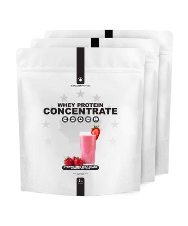 Canadian Protein Whey Concentrate 24g of Protein | 6 kg of Strawberry Milkshake Flavored Low Carb Keto Friendly Workout Recovery Drink | Protein Powder Rich in BCAA Amino Acids
