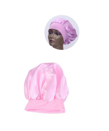 Silky Satin Sleep Cap for Curly Hair | Wide Side Bonnet Shower Cap | Pink | 1pc - Buy Online on SooperMarket.com