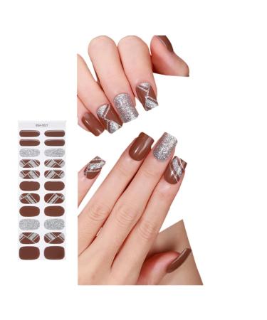Ruarby Short Square Press on Nail Rhinestones French Fake Nails Acrylic False Nails Artificial Nails Glues on Nail for Womens