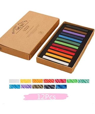 Non-Toxic Square Soft Pastels Set - 12 Colors | Artist Chalk Pastel Sticks for Art Drawing and Painting - Professional Quality - Buy Online on SooperMarket.com