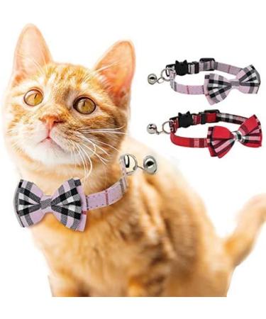 AIXI Cat Collar Breakaway with Bow Tie & Bell 2 Pack - Adjustable 7.8-10.5 Inch - Pink & Red - Buy Online on SooperMarket.com
