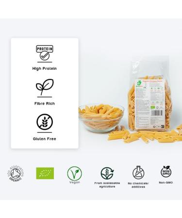 Organic Chickpea Penne Pasta 1kg - High Protein & Fiber, Gluten-Free, Vegan, Low Calorie - Buy Online on SooperMarket.com