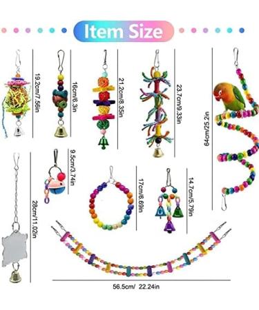 Bojafa Bird Toys For Budgie Parrot Toy - 10 Pack Hanging Budgies Play Stand Perch For Cage Natural Wooden Birds Swing Ladder Large Cockatiel Toy Accessories For African Grey Parrots Conure Parakeet - Buy Online on SooperMarket.com