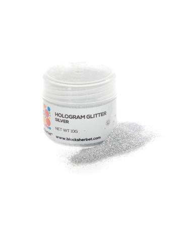 BlackSherbet Hologram Glitter (10 grams) for Gourmet Dessert, Cakes, Cupcakes, Decorating, Cookies, Cake Pops, Fondant (Silver)