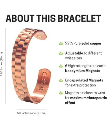 Biancat Prostapower Magnetic Copper Band Copper Bracelet for Men Magnetic Bracelets for Men Copper Ion Wristband(Black) - Buy Online on SooperMarket.com