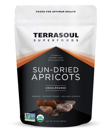 Terrasoul Superfoods Organic Apricots 2 Lbs - Sun-dried  Unsulphured  Fiber