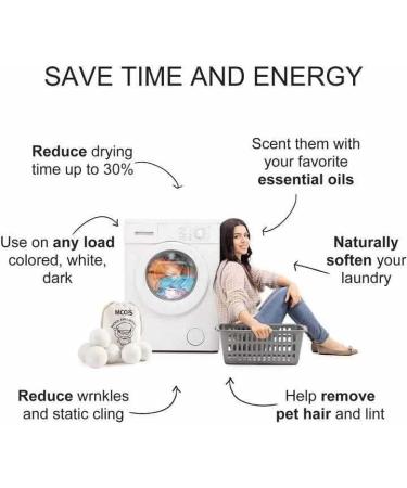 Organic Wool Dryer Balls XL 6-Pack | Natural Reusable Fabric Softener | Eco-Friendly Baby Safe Anti-Static | Chemical Free Energy Saving Laundry Solution - Buy Online on SooperMarket.com