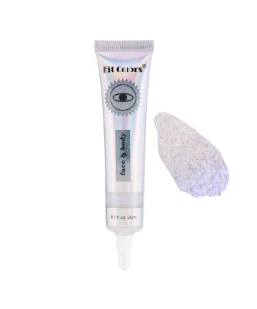 Body Glitter Gel  Holographic Glitter Gel for Eyeshadow  Face  Body  Hair  Nail  Long Lasting Waterproof Shimmer Makeup Decoration Accessories for Festival Rave Party  0.7 fl oz (Fairy White 01)