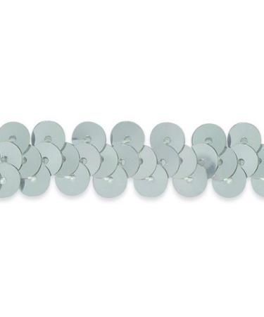 Trims by the Yard 1 Row 3/8" Metallic Stretch Sequin Trim | Silver| (20 yard cut)