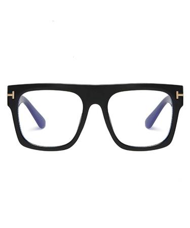 Jurchio Unisex classic glasses for men and women |Space glasses frame in the vintage look |Without strength clear glass glasses glasses with glasses case black (blue light filter glasses)